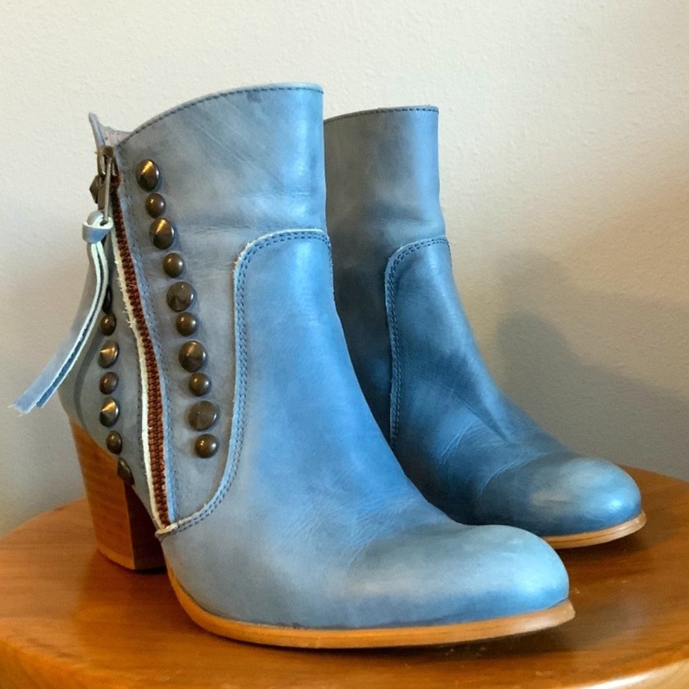 Chio Studded Ankle Booties, Blue, Size 7